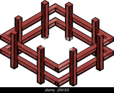 farm fence isometric icon Stock Vector