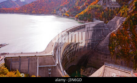 Mountain and Kurobe dam in Japan Alpine route Stock Photo