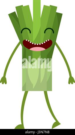 celery fresh vegetable kawaii character Stock Vector