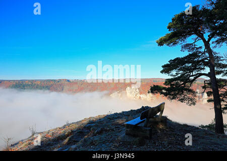 Sitzbank, Aussichtpunkt, Donautal, Naturpark Obere Donau, Baden-Wuerttemberg, Deutschland