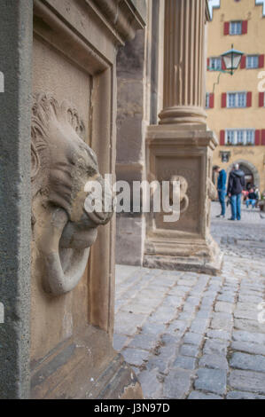 Lion sculpture, old-town, Rothenburg, Tauber valley, central Franconia, Franconia, bavaria, Germany Stock Photo