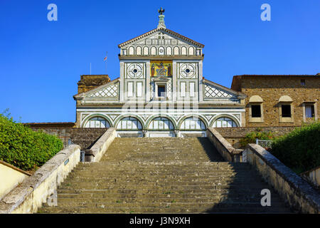 Basilica San Miniato al Monte in Florence or Firenze, church in Tuscany Italy Europe Stock Photo