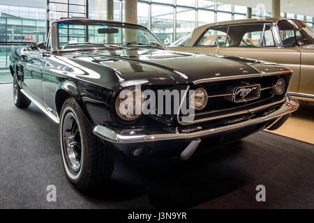STUTTGART, GERMANY - MARCH 03, 2017: Pony car Ford Mustang V8 Cabrio GT, 1967. Europe's greatest classic car exhibition 'RETRO CLASSICS' Stock Photo
