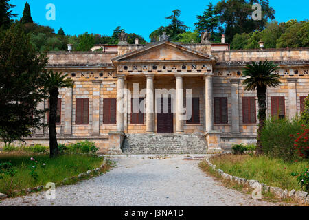 residence of Emperor Napoleon, main entrance stairs, Villa San Martino, Portoferraio, Elba, Tuscany, Italy, Europe Stock Photo