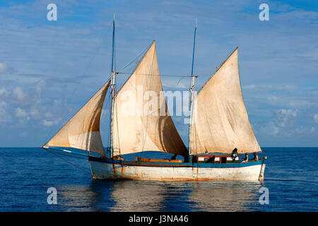 local sailboat, Island of Nosy Be, Madagascar, Africa, Inian Ocean Stock Photo