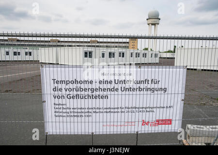 Berlin, Germany. 6th May, 2017. Temporary accomodation for asylum seekers being erected at 'Tempohome' in grounds of former Tempelhof Airport in Berlin, Germany. Credit: Iain Masterton/Alamy Live News Stock Photo