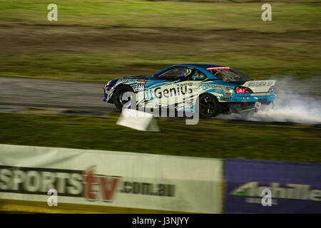 Sydney Motorsport Park, Australia. 6th May 2017.  Mitch Sanders lining up the angle with his Nissan S15. Anthony Bolack/Alamy Live News Stock Photo
