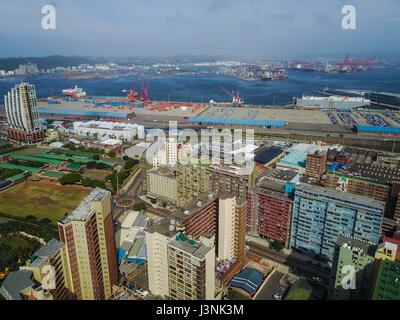 Johannesburg. 6th May, 2017. Photo taken on May 6, 2017 shows an aerial view of the Harbor of Durban, KwaZulu-Natal Province, South Africa. Credit: Zhai Jianlan/Xinhua/Alamy Live News Stock Photo