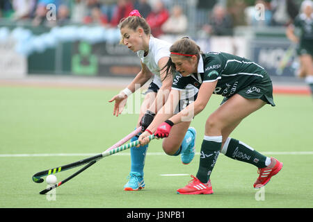 Waterloo, Belgium. 07th May, 2017. Women Hockey Play Off, Waterloo Ducks/Braxgata, Bonastre in game actions. Credit: Leo Cavallo/Alamy Live News Stock Photo