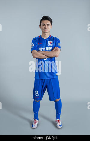 Portrait of Chinese soccer player Zhang Lu of Shanghai Greenland Shenhua F.C. for the 2017 Chinese Football Association Super League, in Shanghai, China, 22 January 2017. Stock Photo