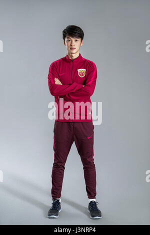 Portrait of Chinese soccer player Zhang Yi of Shanghai SIPG F.C. for the 2017 Chinese Football Association Super League, in Shanghai, China, 15 February 2017. Stock Photo