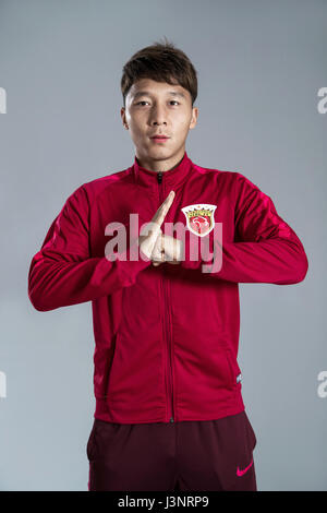 Portrait of Chinese soccer player Zhang Wei of Shanghai SIPG F.C. for the 2017 Chinese Football Association Super League, in Shanghai, China, 15 February 2017. Stock Photo