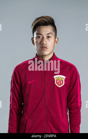 Portrait of Chinese soccer player Zhang Huachen of Shanghai SIPG F.C. for the 2017 Chinese Football Association Super League, in Shanghai, China, 15 February 2017. Stock Photo