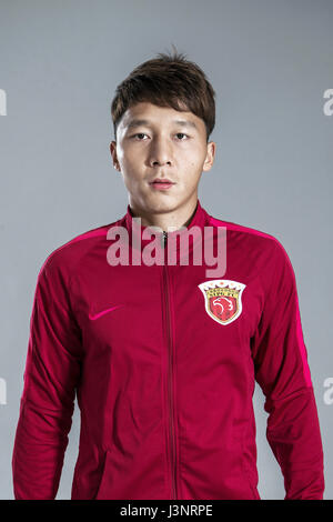 Portrait of Chinese soccer player Zhang Wei of Shanghai SIPG F.C. for the 2017 Chinese Football Association Super League, in Shanghai, China, 15 February 2017. Stock Photo