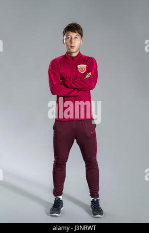 Portrait of Chinese soccer player Zhang Wei of Shanghai SIPG F.C. for the 2017 Chinese Football Association Super League, in Shanghai, China, 15 February 2017. Stock Photo