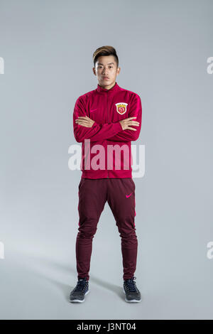 Portrait of Chinese soccer player Zhang Huachen of Shanghai SIPG F.C. for the 2017 Chinese Football Association Super League, in Shanghai, China, 15 February 2017. Stock Photo