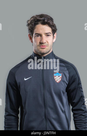 Portrait of Brazilian soccer player Alexandre Pato, or just Pato, of Tianjin Quanjian F.C. for the 2017 Chinese Football Association Super League, in Yancheng city, east China's Jiangsu province, 27 February 2017. Stock Photo