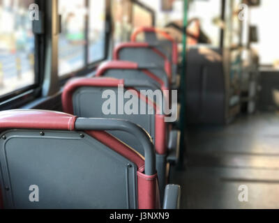 Empty seats in the bus Stock Photo