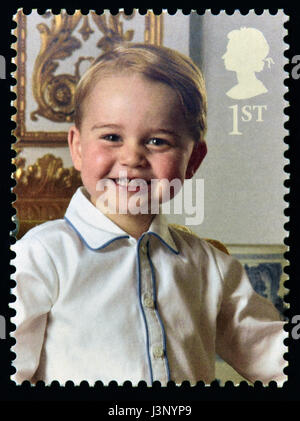 Postage stamp. Great Britain. Queen Elizabeth II. 2016. HM The Queen's 90th Birthday. Detail of Miniature sheet HMQ90. Prince George.