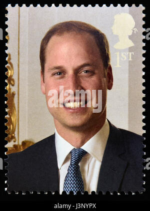 Postage stamp. Great Britain. Queen Elizabeth II. 2016. HM The Queen's 90th Birthday. Detail of Miniature sheet HMQ90. Prince William.