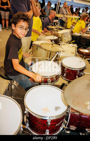 Miami Florida,Hollywood,Arts Park,The Big Beat,event,attempt,break,Guinness Book,world record,most drummers,same beat,drum set,drums,playing,percussio Stock Photo