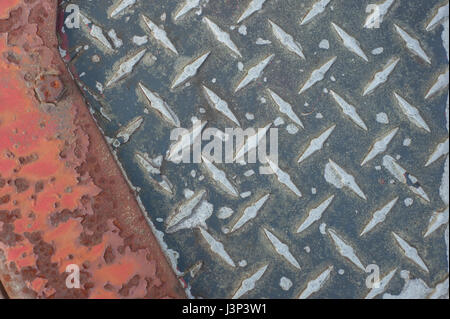 Rusted and old diamond plate flooring Stock Photo
