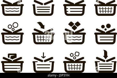 Shopping basket, set icons. Shop, buy, sale symbol. Vector illustration Stock Vector