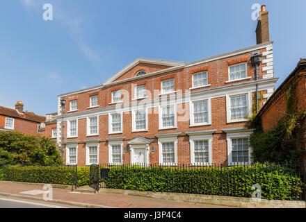 Real estate: Exterior of impressive, large Georgian style town house property in Petworth, West Sussex,  south-east England, UK on a sunny spring day Stock Photo