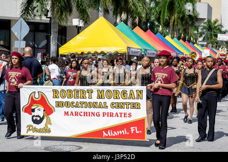 Miami Florida,Book Fair International,parade,student students,Hispanic Black African Africans,girl girls,female kid kids child children youngster,boy Stock Photo