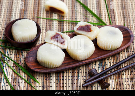 Mochi cake with red beans. Traditional Japanese dessert Stock Photo