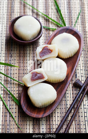 Mochi cake with red beans. Traditional Japanese dessert Stock Photo