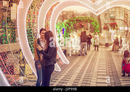 Kursk, Russia - April 24, 2017: the tunnel in the form of heart for the newlyweds. Stock Photo
