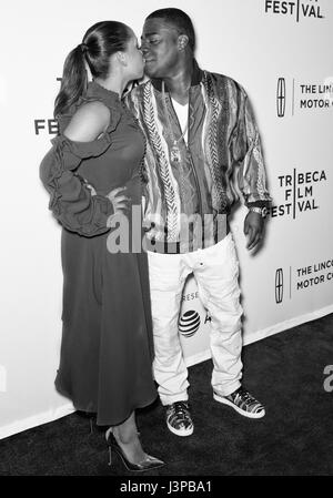 NEW YORK, NY - APRIL 23, 2017: Megan Wollover and Tracy Morgan attend 'The Clapper' Premiere during the 2017 Tribeca Film Festival at SVA Theatre Stock Photo