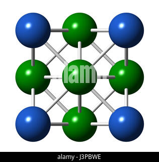 Silver metal (Ag), crystal structure. Atoms are represented as Stock ...