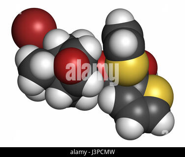 Tiotropium bromide chronic obstructive pulmonary disease (COPD) drug molecule. Atoms are represented as spheres with conventional color coding: hydrog Stock Photo