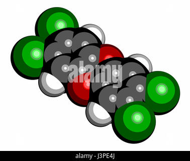 TCDD polychlorinated dibenzodioxin pollutant molecule (commonly called dioxin). Byproduct formed during incineration of chlorine-containing materials. Stock Photo