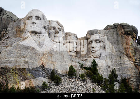 Mt. Rushmore National Memorial Park. Sculptures of  former U.S. presidents; George Washington,Thomas Jefferson,Theodore Roosevelt and Abraham Lincoln Stock Photo