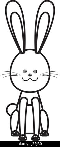 cute easter bunny sitting animal design line Stock Vector