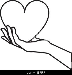 hand holding heart blood donation symbol line Stock Vector