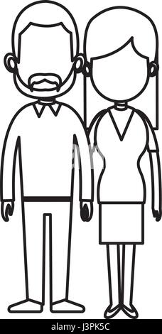 couple romantic lovely holding hands line Stock Vector