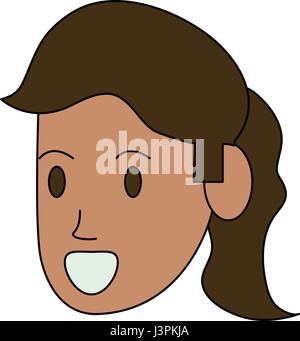 color image cartoon side view face executive woman Stock Vector