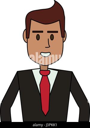 color image cartoon half body executive man Stock Vector