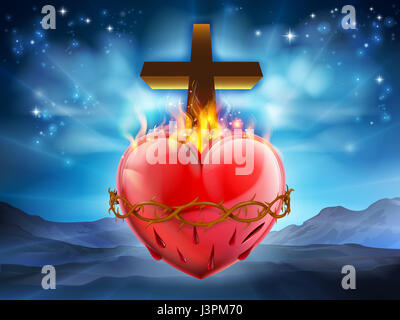 Christian Sacred Heart, representing Jesus Christ's divine love for humanity. Stock Photo