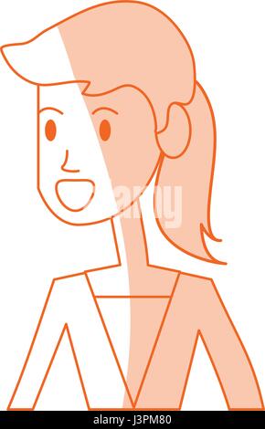 red silhouette shading image cartoon half body executive woman Stock Vector