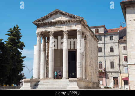 Augustus Temple, market square, Pula, Istria, Croatia Stock Photo