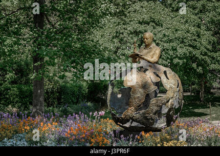 Statue of Saint Exupery in the Jardin Royal, Haute Garonne, Toulouse city, France, Europe. Stock Photo