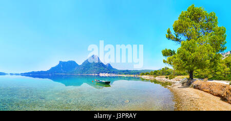 panoramic photo of Heraion lake Loutraki Greece Stock Photo