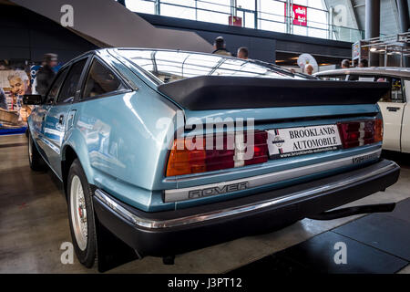 STUTTGART, GERMANY - MARCH 03, 2017: Executive car Rover SD1 3500 V8 Vitesse, 1985. Rear view. Europe's greatest classic car exhibition 'RETRO CLASSICS' Stock Photo