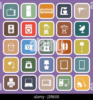 Household flat icons on purple background, stock vector Stock Vector