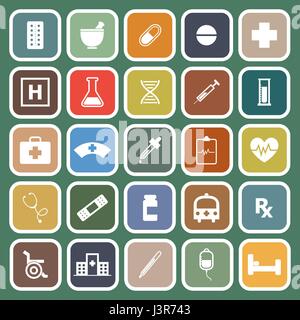 Pharmacy flat icons on green background, stock vector Stock Vector